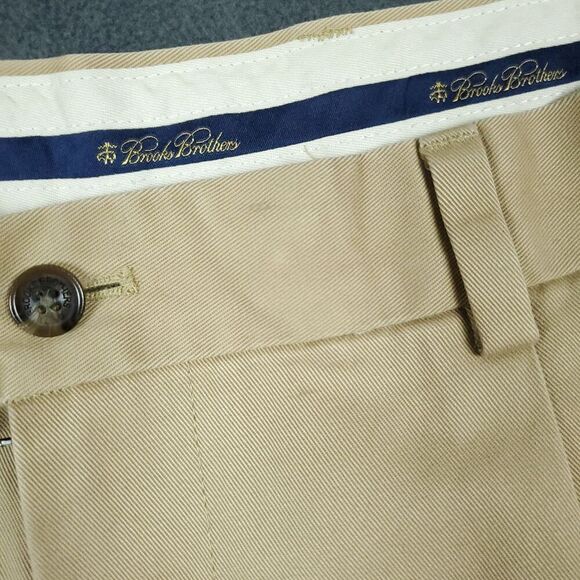 Brooks Brothers Pants Men's 36x32 Advantage Chino Elliot Beige Pleated Cuffed - Picture 11 of 14